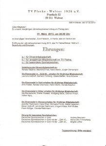 Jahreshauptversammlung 2013 Ehrungen